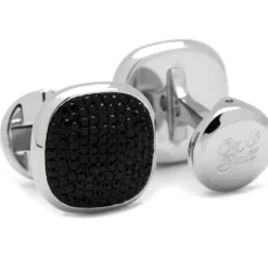 Ox and Bull Trading Co. Stainless Steel Black Pave Crystal Cufflinks
