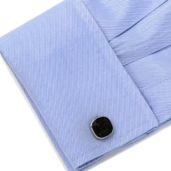 Ox and Bull Trading Co. Stainless Steel Black Pave Crystal Cufflinks