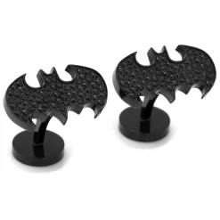 DC Comics Stainless Steel Black Pave Crystal Batman Cufflinks