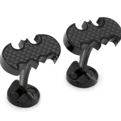 DC Comics Stainless Steel Carbon Fiber Batman Cufflinks