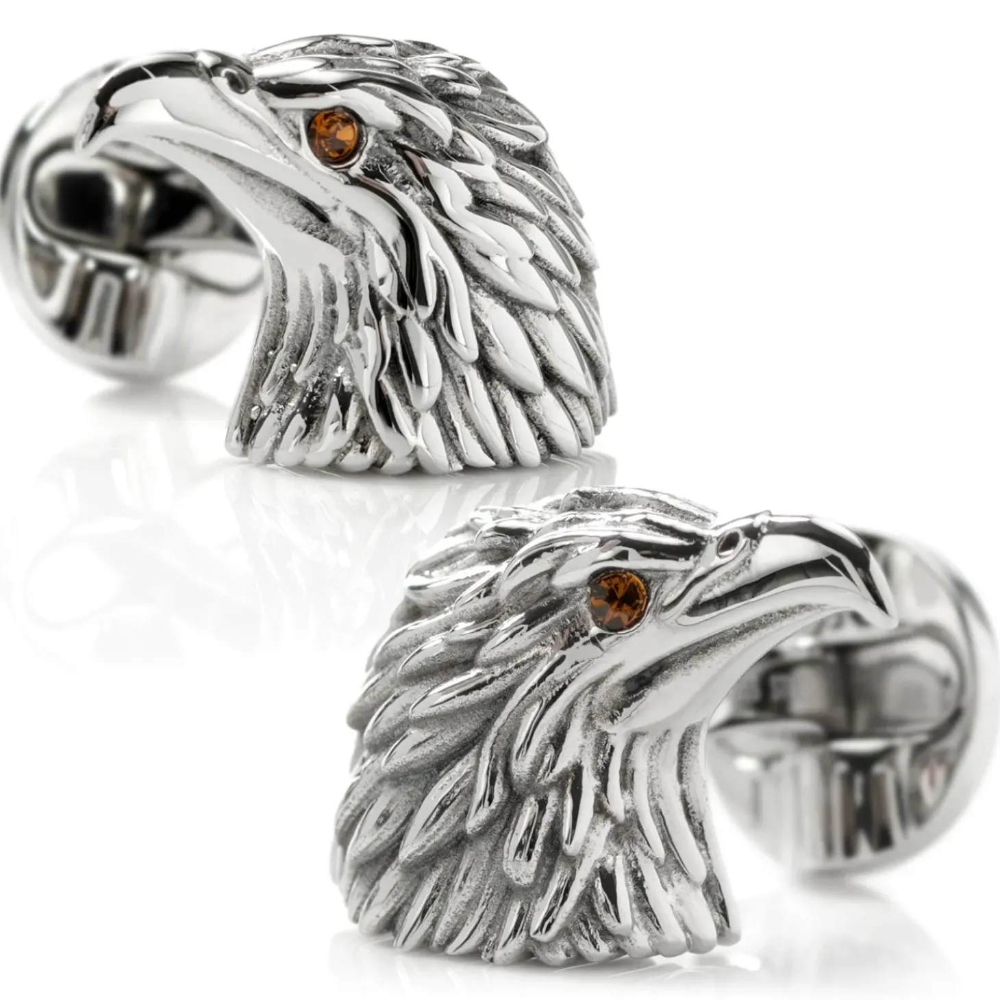Ox and Bull Trading Co. Stainless Steel Eagle Head Cufflinks