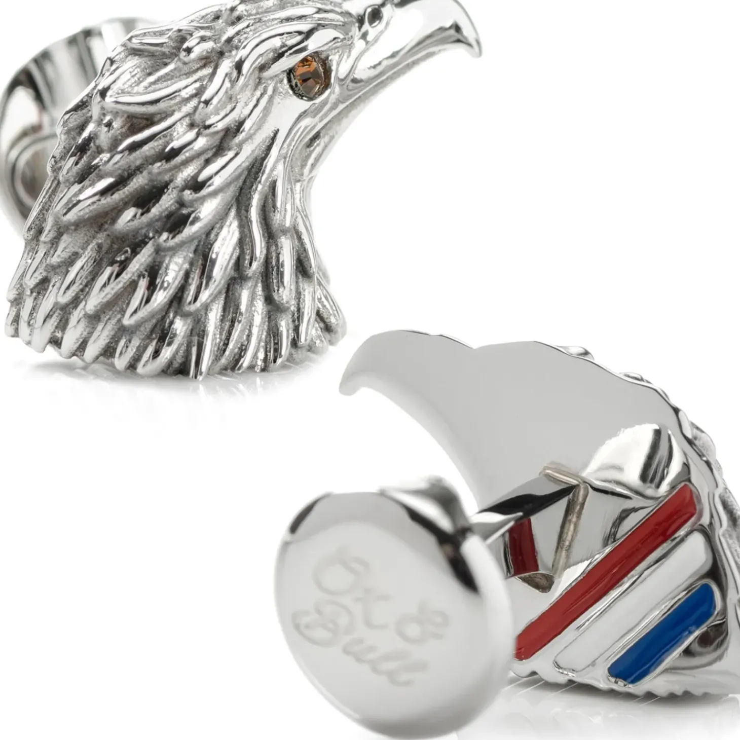 Ox and Bull Trading Co. Stainless Steel Eagle Head Cufflinks