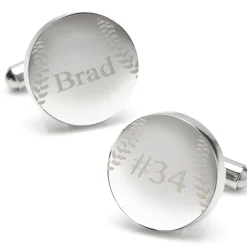 Ox and Bull Trading Co. Stainless Steel Engravable Baseball Cufflinks