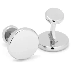 Ox and Bull Trading Co. Stainless Steel Engravable Classic Round Cufflinks