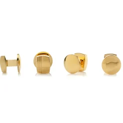 Ox and Bull Trading Co. Stainless Steel Gold Tartan Plaid Studs