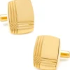 Ox and Bull Trading Co. Stainless Steel Gold Tartan Plaid Cufflinks