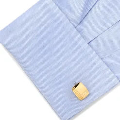 Ox and Bull Trading Co. Stainless Steel Gold Tartan Plaid Cufflinks