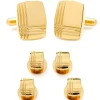 Ox and Bull Trading Co. Stainless Steel Gold Tartan Stud Set