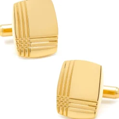 Ox and Bull Trading Co. Stainless Steel Gold Tartan Stud Set