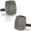 Ox and Bull Trading Co. Stainless Steel Gunmetal Tartan Plaid Cufflinks