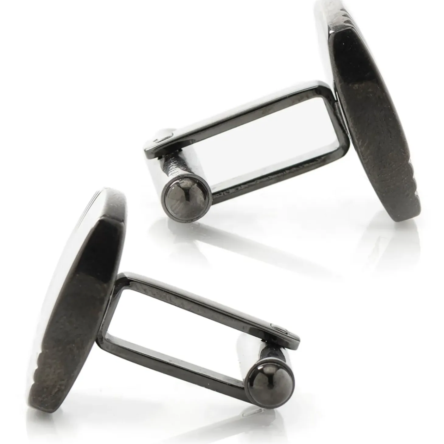 Ox and Bull Trading Co. Stainless Steel Gunmetal Tartan Plaid Cufflinks