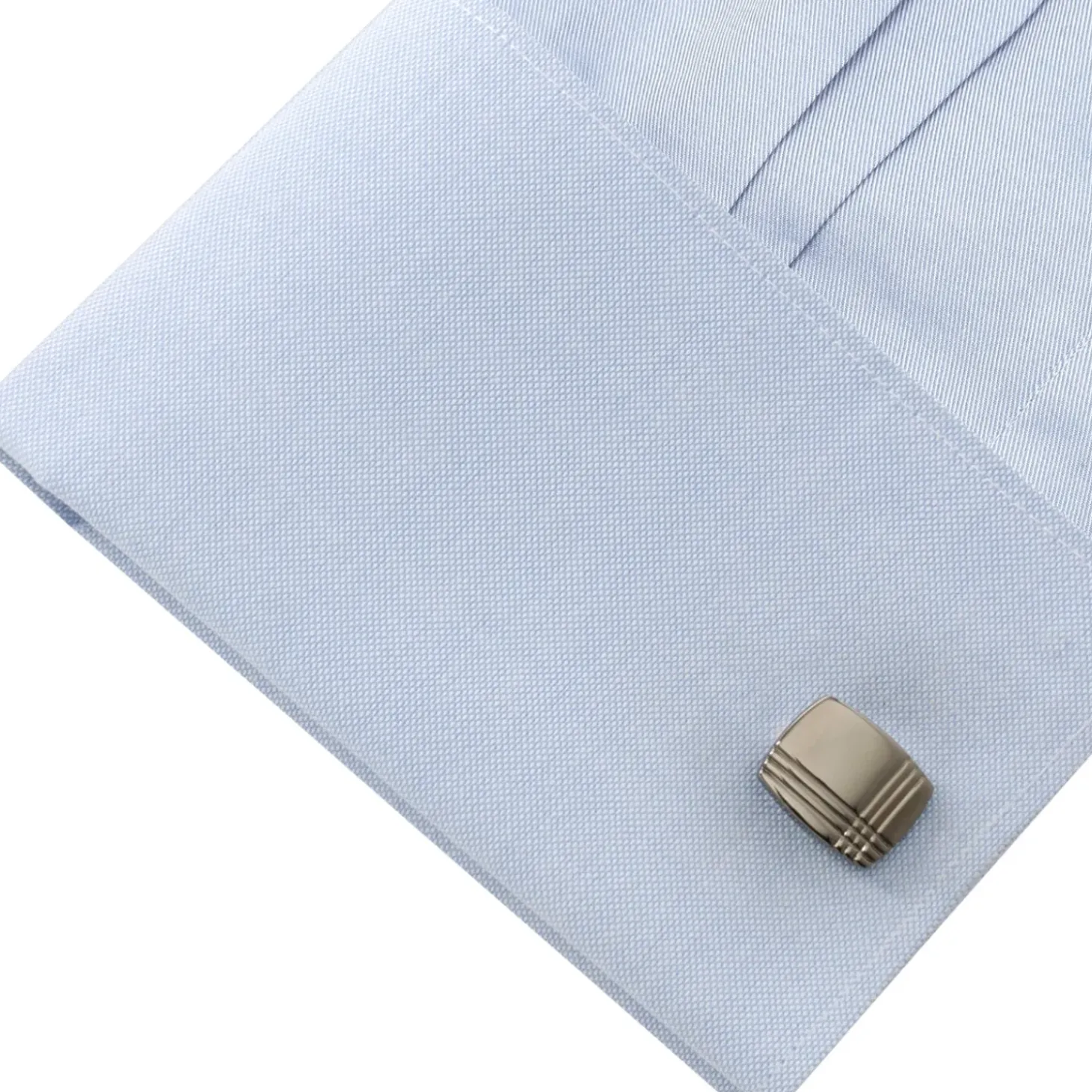 Ox and Bull Trading Co. Stainless Steel Gunmetal Tartan Plaid Cufflinks