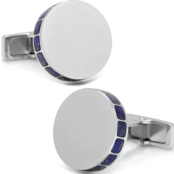 Ox and Bull Trading Co. Stainless Steel Lapis Mosaic Engravable Cufflinks