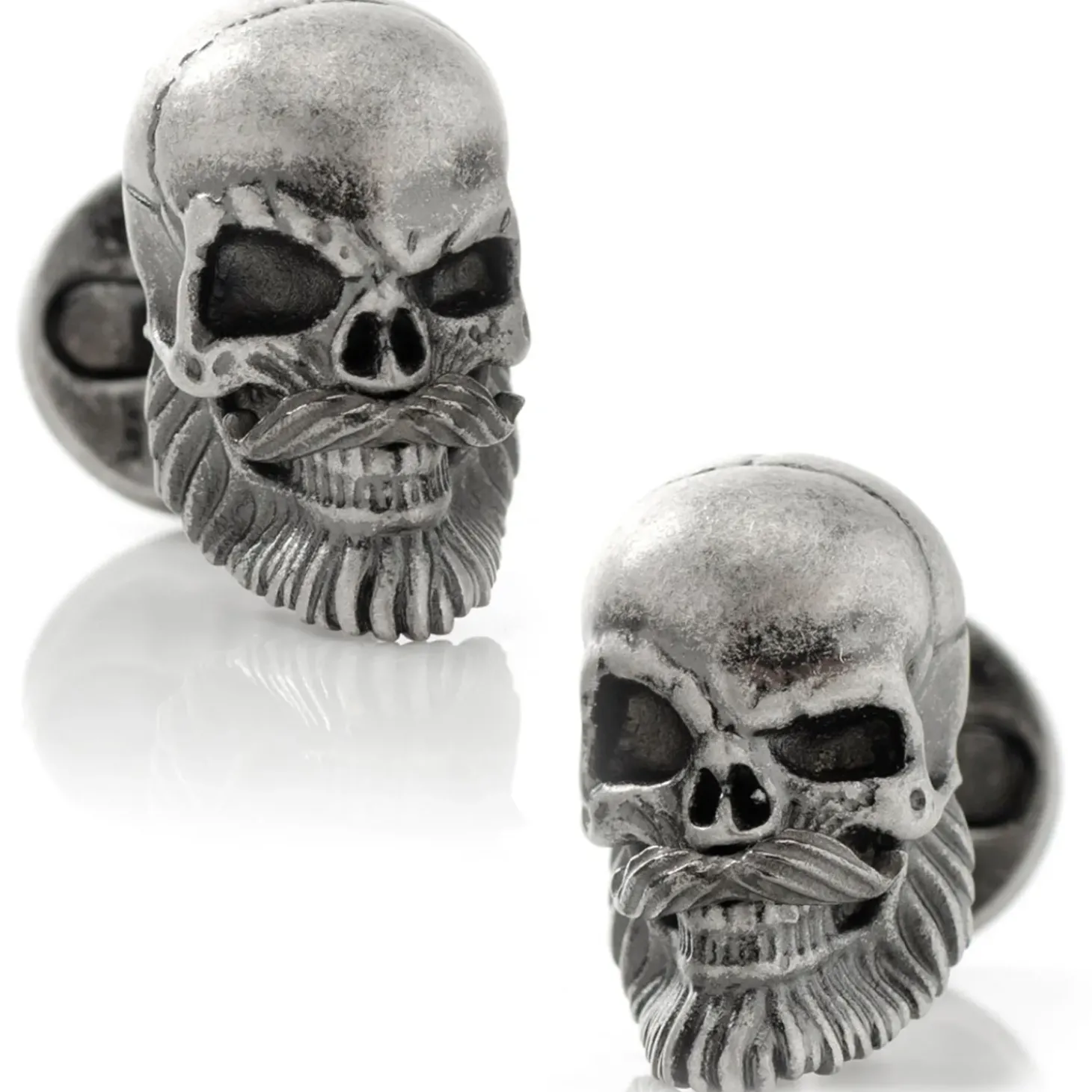 Ox and Bull Trading Co. Stainless Steel Mustache Skull Cufflinks