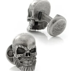Ox and Bull Trading Co. Stainless Steel Mustache Skull Cufflinks
