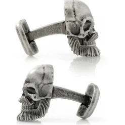 Ox and Bull Trading Co. Stainless Steel Mustache Skull Cufflinks