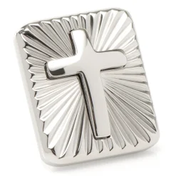 Ox and Bull Trading Co. Stainless Steel Radiant Cross Lapel Pin