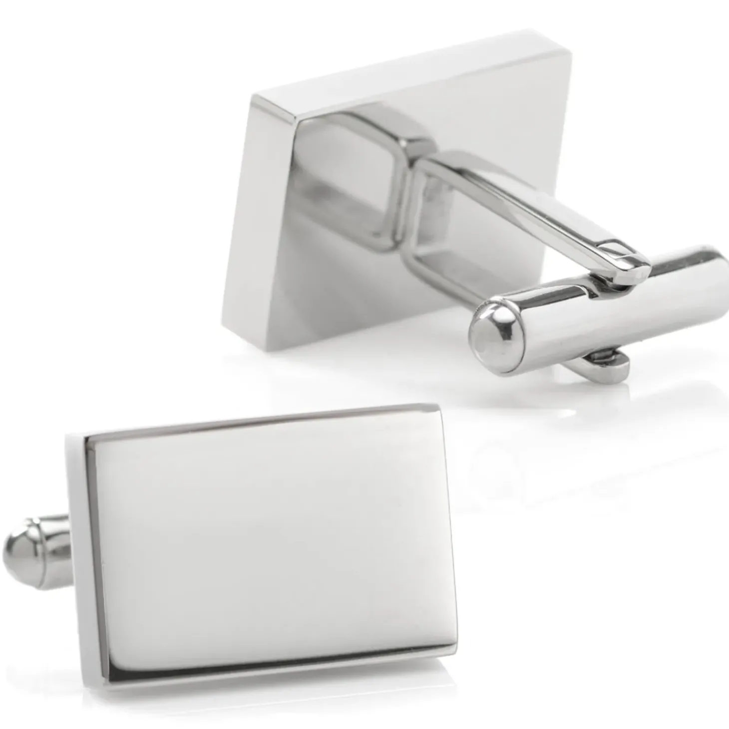 Ox and Bull Trading Co. Stainless Steel Rectangle Infinity Engravable Cufflinks
