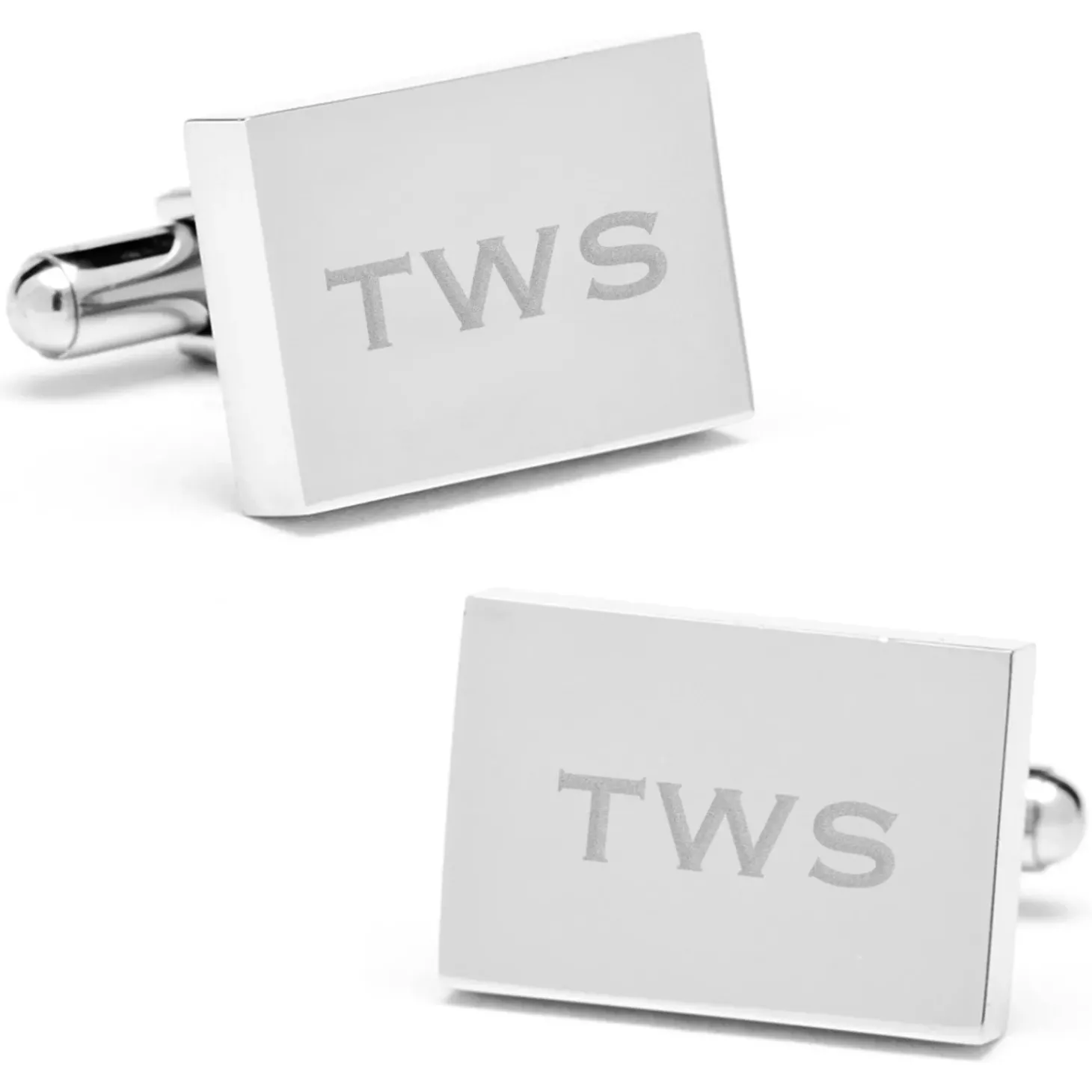 Ox and Bull Trading Co. Stainless Steel Rectangle Infinity Engravable Cufflinks