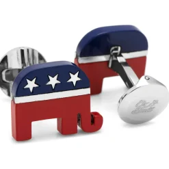 Ox and Bull Trading Co. Stainless Steel Republican Elephant Cufflinks