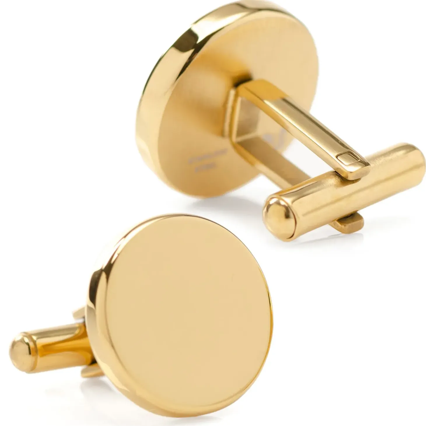 Ox and Bull Trading Co. Stainless Steel Round Infinity Gold Engravable Cufflinks