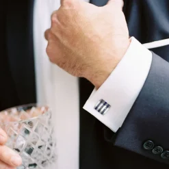 Ox and Bull Trading Co. Stainless Steel Striped Lapis Cufflinks