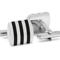 Ox and Bull Trading Co. Stainless Steel Striped Onyx Cufflinks