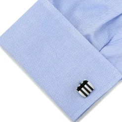 Ox and Bull Trading Co. Stainless Steel Striped Onyx Cufflinks