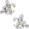 Ox and Bull Trading Co. Stainless Steel Two-Tone Fleur De Lis Cufflinks