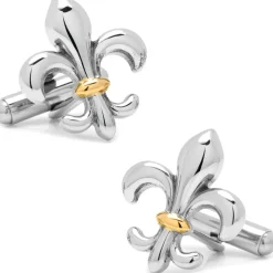 Ox and Bull Trading Co. Stainless Steel Two-Tone Fleur De Lis Cufflinks