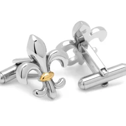 Ox and Bull Trading Co. Stainless Steel Two-Tone Fleur De Lis Cufflinks