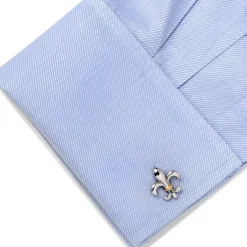 Ox and Bull Trading Co. Stainless Steel Two-Tone Fleur De Lis Cufflinks