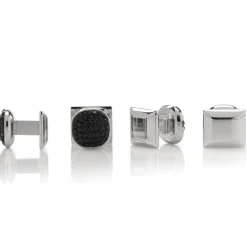 Ox and Bull Trading Co. Stainless Steel with Black Pave Crystal Studs
