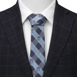 Star Wars Mando Helmet Check Blue Mens Tie
