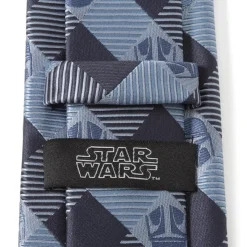 Star Wars Mando Helmet Check Blue Mens Tie
