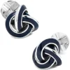 Ox and Bull Trading Co. Sterling Blue Enamel Knot Cufflinks