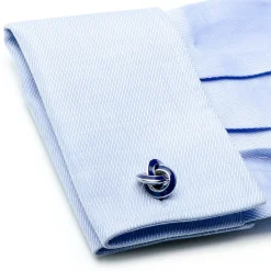 Ox and Bull Trading Co. Sterling Blue Enamel Knot Cufflinks