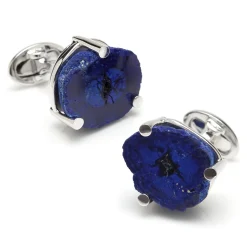 Jan Leslie Sterling Polished Russian Azurite Cufflinks