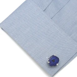 Jan Leslie Sterling Polished Russian Azurite Cufflinks
