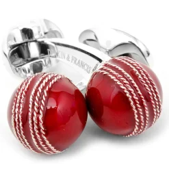 Deakin & Francis Sterling Red Cricket Ball Cufflinks