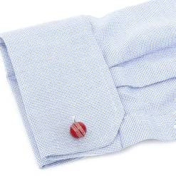 Deakin & Francis Sterling Red Cricket Ball Cufflinks