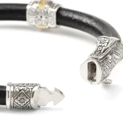 Konstantino Sterling Silver & Bronze with Black Leather Bracelet