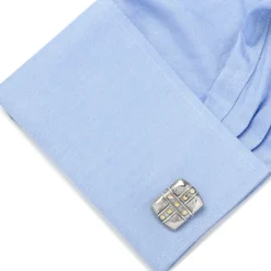 Konstantino Sterling Silver & 18K Gold Square Cross Carved Cufflinks