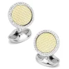Deakin & Francis Sterling Silver and 18ct Gold Hobnail Cufflinks With Diamond Boarder