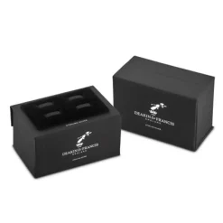 Deakin & Francis Sterling Silver and 18ct Gold Hobnail Cufflinks With Diamond Boarder