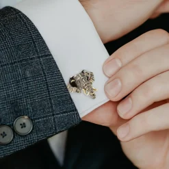 Ox and Bull Trading Co. Sterling Silver and 14K Gold Elephant Cufflinks