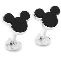 Disney Sterling Silver and Onyx Mickey Mouse Cufflinks