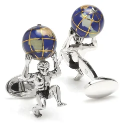 Jan Leslie Sterling Silver Atlas Carrying The World Cufflinks