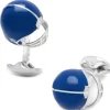 Deakin & Francis Sterling Silver Blue Football Helmet Cufflinks