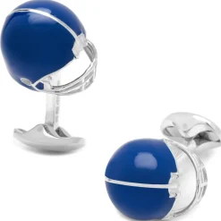 Deakin & Francis Sterling Silver Blue Football Helmet Cufflinks